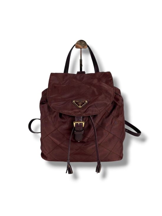 Prada Quilted Processing Tassel Charm Backpack Tessuto Nylon Wine Red main image 10